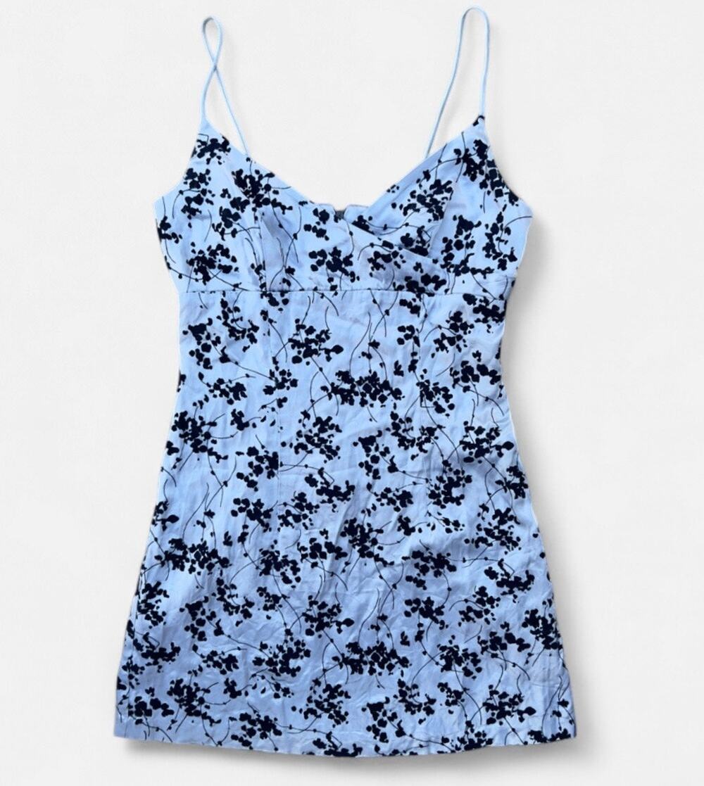 All That Jazz Vintage 90s Delicate Floral Burnout Satin Mini Dress